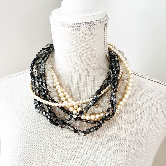 Coldwater Creek Faux Pearl 11-Strand Layered Necklace - Picture 1 of 9